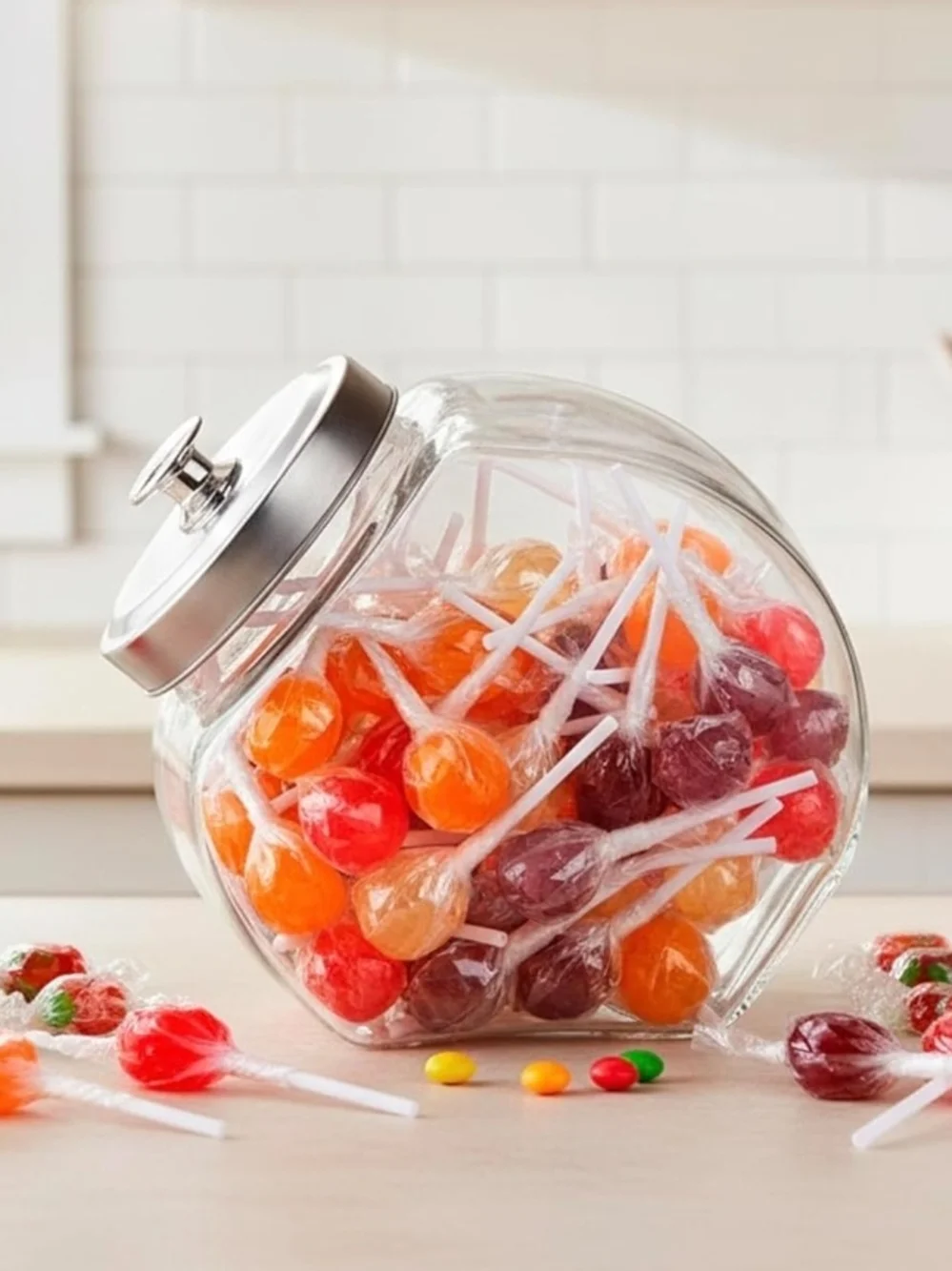 Glass Pantry Jar with Silver Lid - Clear
